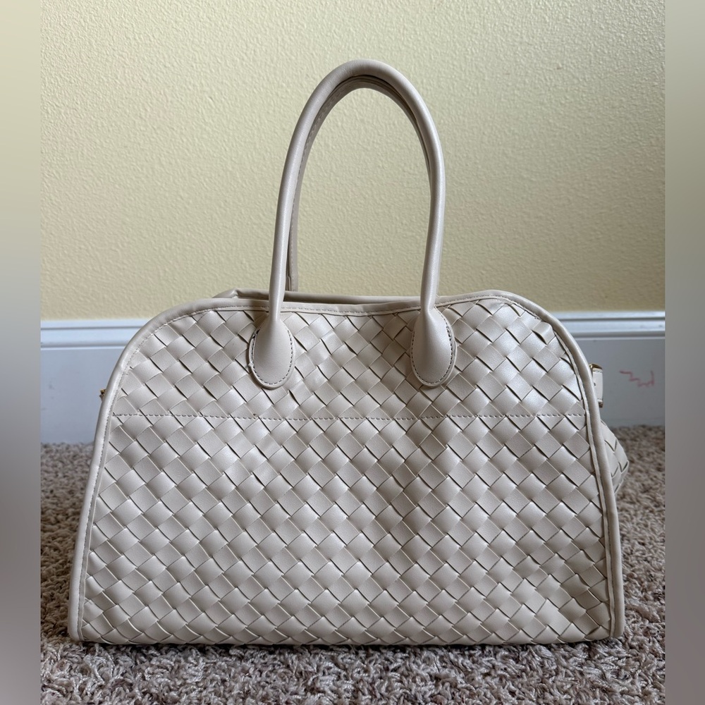 Urban expressions large woven faux leather tote bag